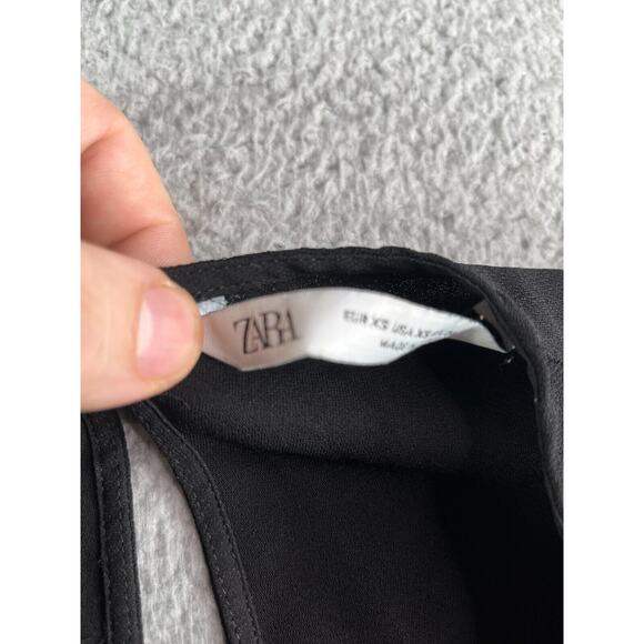 Zara Shirt Womens XS Black Flared Tunic Round Neck Business Casual Lightweight - Picture 7 of 10